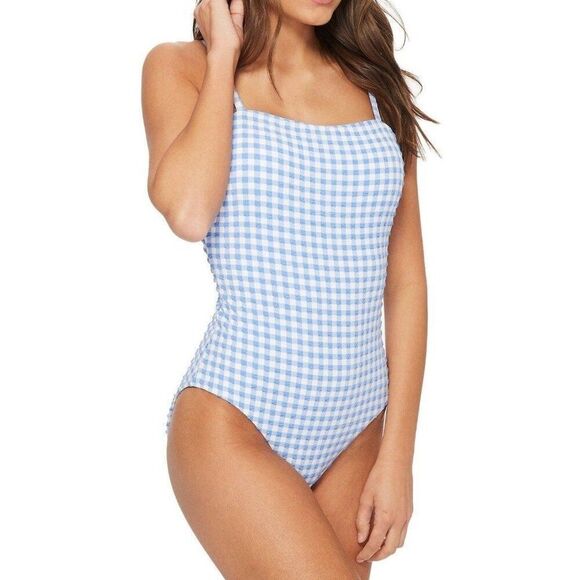 Red Carter In Stitches Maillot Periwinkle Size Smal one piece Swimsuit - New - Picture 2 of 6